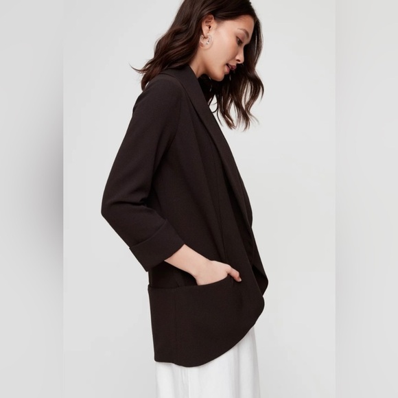 Wilfred blazer open front black crepe like women fabric size 4 - Picture 2 of 9